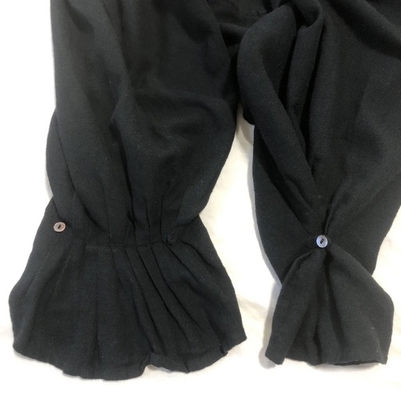 KHAITE BLACK BUTTON UP BUSTIER SHIRT CROPPED SQUARE NECK BLOUSE FULL SLEEVE - Picture 8 of 16